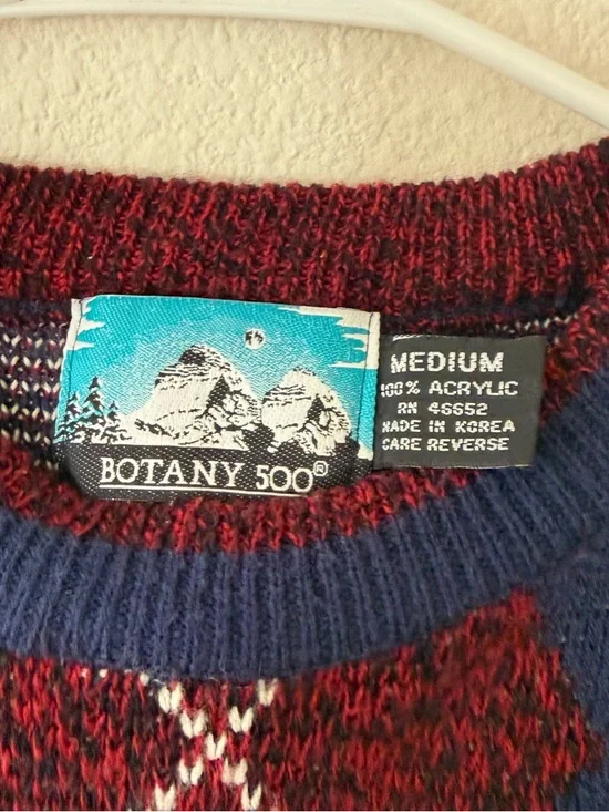 Rotary Estate Men's Argyle Crewneck Sweater - Navy & Burgundy - Picture 3 of 5